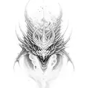 three eye dragon red flame tattoo design idea