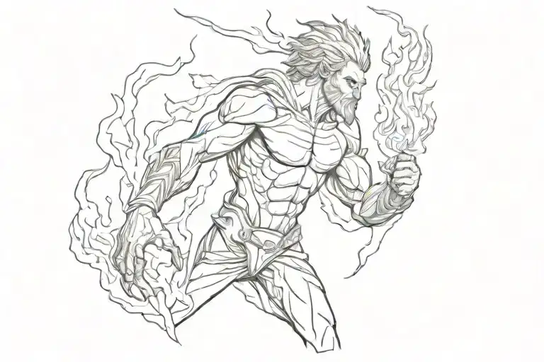 Prometheus with fire in his hands tattoo design idea