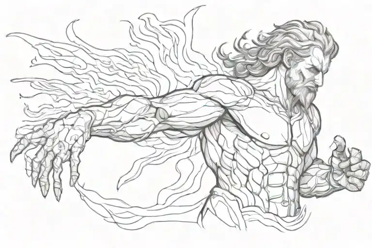 Prometheus with fire in his hands tattoo design idea