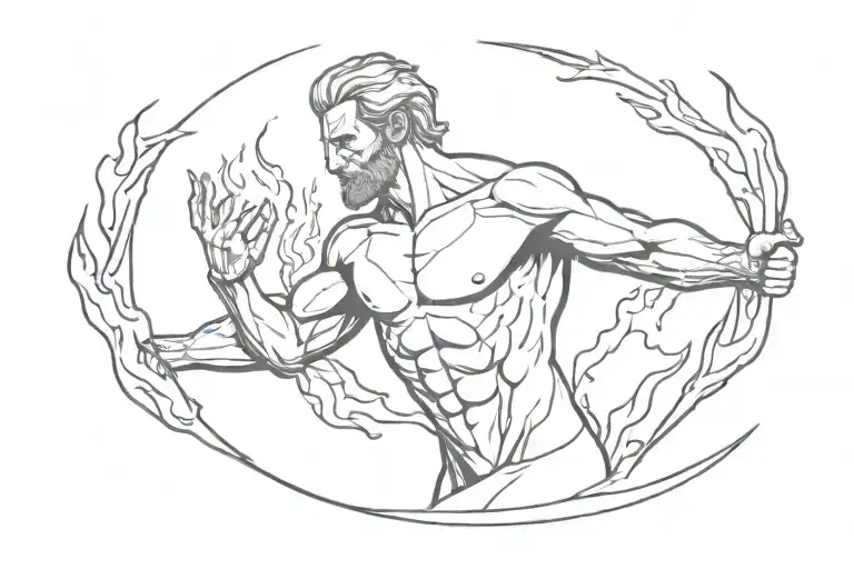 Prometheus with fire in his hands tattoo design idea