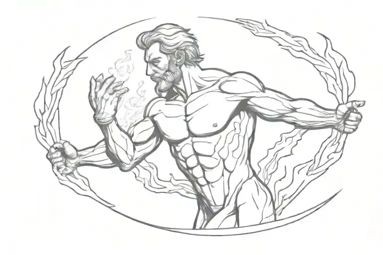 Prometheus with fire in his hands tattoo design idea