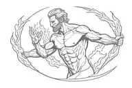 Prometheus with fire in his hands tattoo design idea