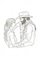 A romantic scene from Red Dead Redemption with your boyfriend as the main character tattoo design idea