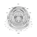 An astronaut floating in outerspace while wearing a demon oni mask over their helmet  tattoo design idea