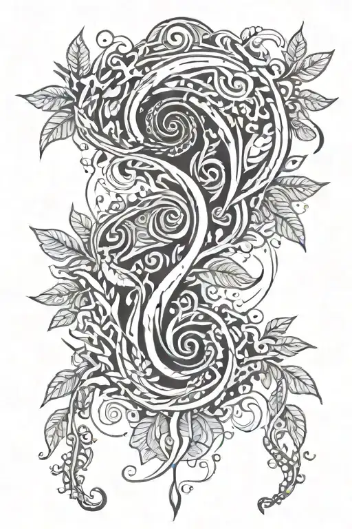 Illustration of the ayahuasca vine merging with a cosmic galaxy backdrop tattoo design idea