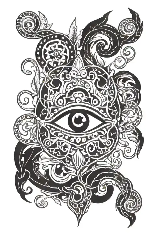 Illustration of the ayahuasca vine with an eye surrounded tattoo design idea