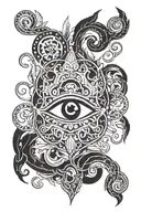 Illustration of the ayahuasca vine with an eye surrounded tattoo design idea