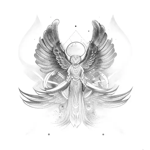 MCMXCV with wings and a halo tattoo design idea