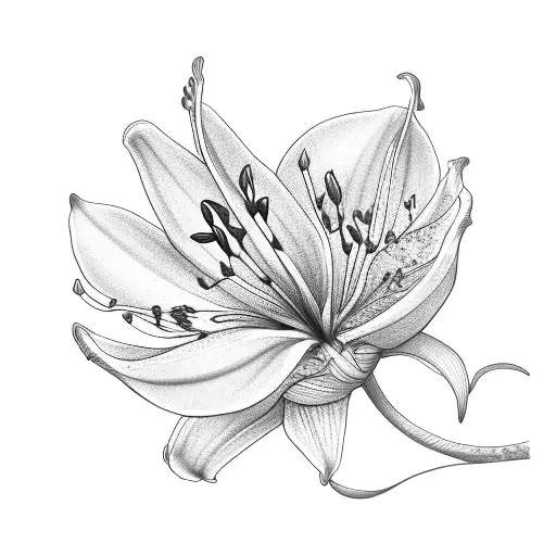robin sat upon a lily flower tattoo design idea