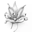 robin sat upon a lily flower tattoo design idea