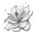 robin sat upon a lily flower tattoo design idea