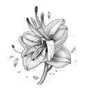 robin sat upon a lily flower tattoo design idea