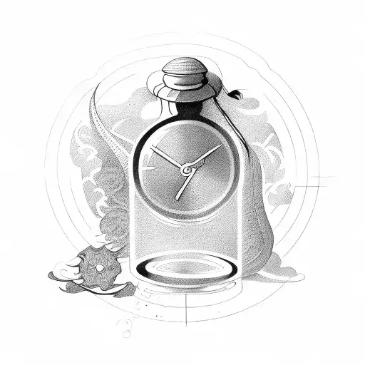 time in a bottle tattoo design idea