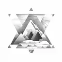 wave inside a triangle,  a palm three each side of triangle and California write on the bottom tattoo design idea