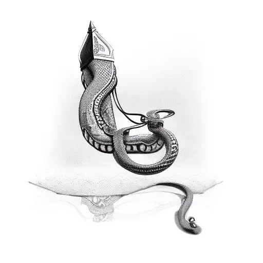 dagger chain snake tattoo design idea