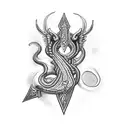 dagger chain snake tattoo design idea