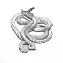 dagger chain snake tattoo design idea