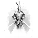 knight hanging with wings tattoo design idea