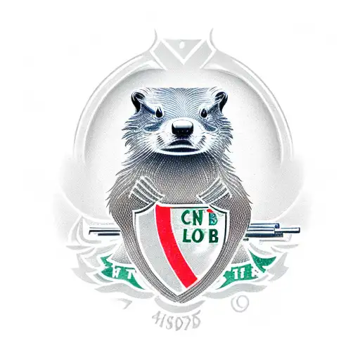 A beaver, firing a machine gun, with the Liverpool football club badge on its chest tattoo design idea