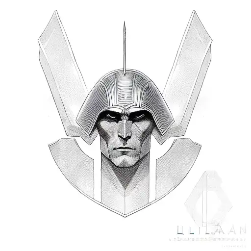 illyrian man soldier helmet  tattoo design idea