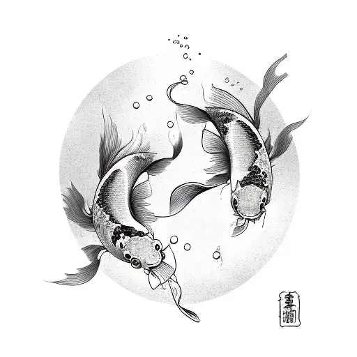 two koi fish swiming in the same direction  tattoo design idea