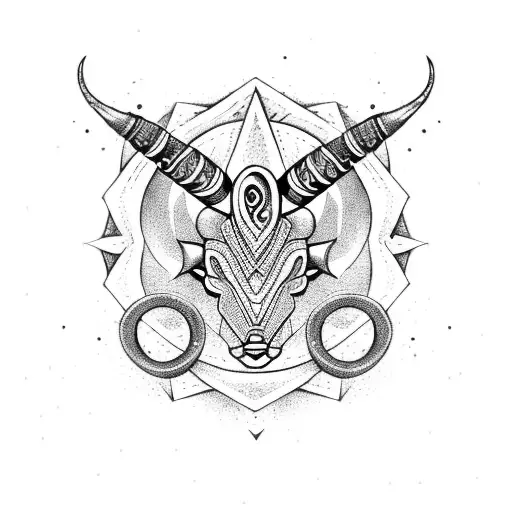 tribal full back gemini capricorn tattoo design idea