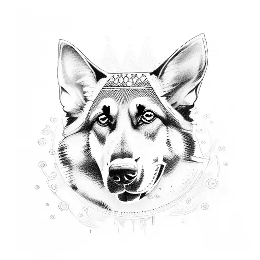 German shepherd growing tattoo design idea