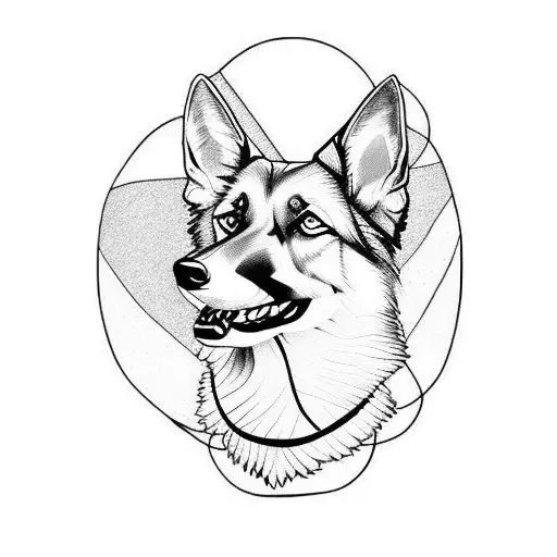German shepherd basketball tattoo design idea