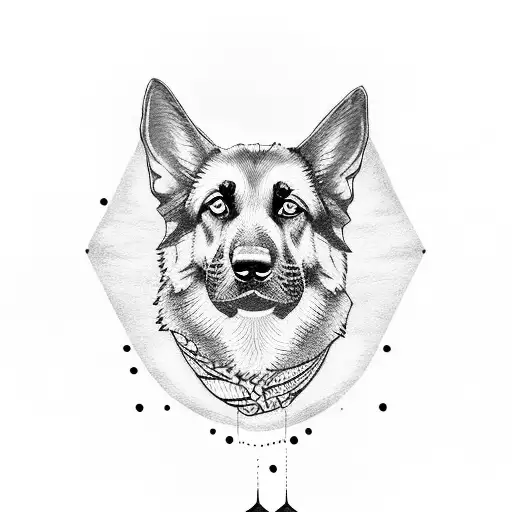 German shepherd basketball tattoo design idea