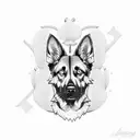 German shepherd growing tattoo design idea