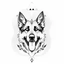 German shepherd growing tattoo design idea