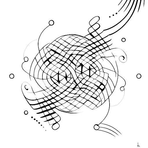 A minimalist tattoo of a dancing couple with sound waves incorporated into their movements tattoo design idea