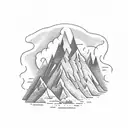 A mountain range with a moonlit bonfire at the base tattoo design idea