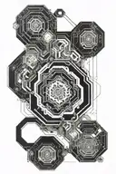 Equal-sized adjacent hollow octagons radius 5 tattoo design idea