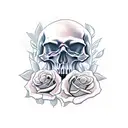 skull with roses, sadness,death,time tattoo design idea