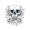 skull with roses, sadness,death,time tattoo design idea