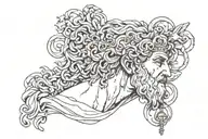 greek mythology masculine vibe with small greek god heads and keys etc. ankle placement tattoo design idea