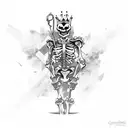 skeleton king holding a sword with flowers  tattoo design idea