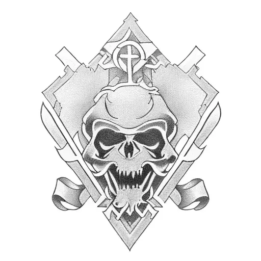 Irish Cross with a banner with saying "Family" tattoo design idea