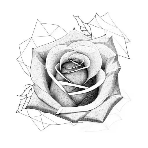 rose and leaf on blackened background tattoo design idea