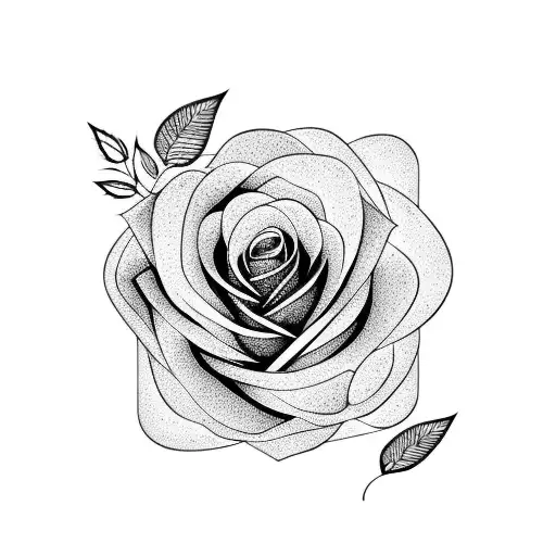 rose and leaf on blackened background tattoo design idea