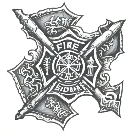 fire department Maltese cross with Halifax and axe   tattoo design idea