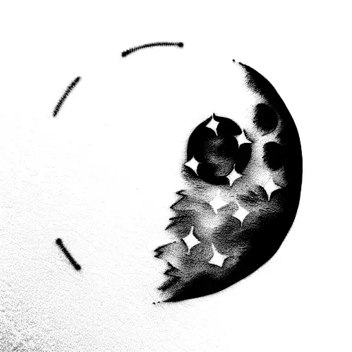 moon in Waxing Gibbous phase tattoo design idea