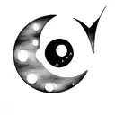 moon in Waxing Gibbous phase tattoo design idea