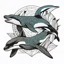 Otter, Kingfisher and Orca whale jumping tattoo design idea