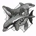 Otter, Kingfisher and Orca whale jumping tattoo design idea