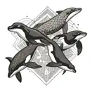 Otter, Kingfisher and Orca whale jumping tattoo design idea