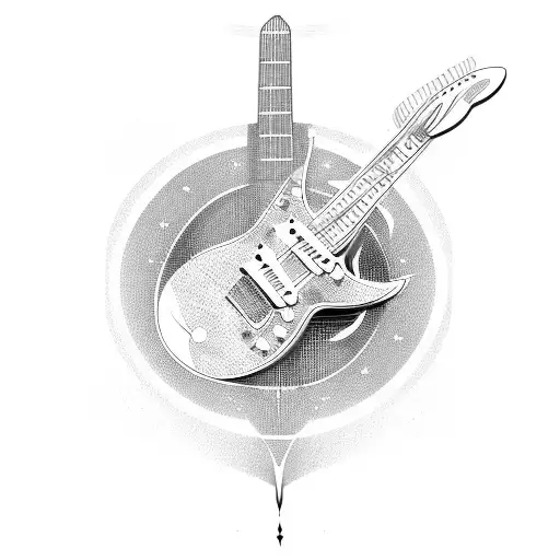 electric guitar with islamic simbol tattoo design idea