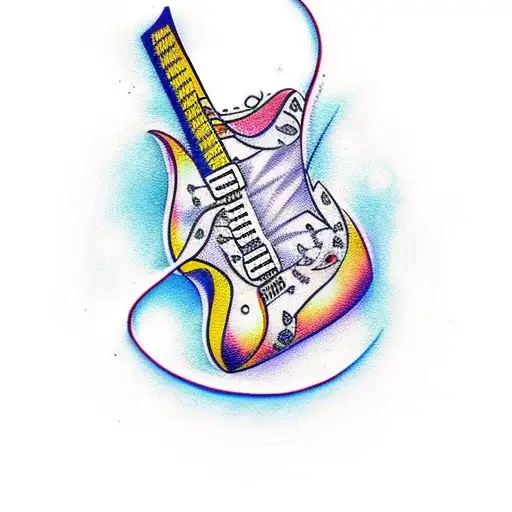 electric guitar with islamic simbol tattoo design idea