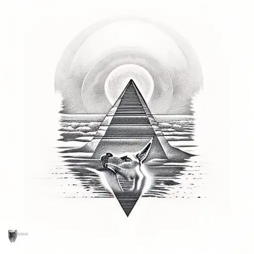 Anubis RA pyramide Sonnenuntergang  tattoo design idea
